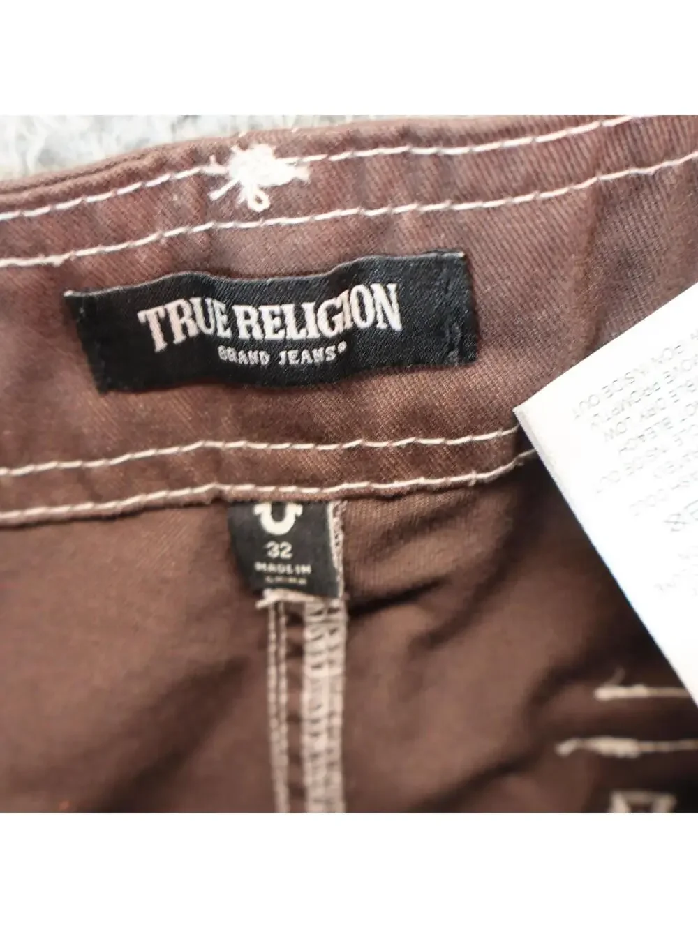 True Religion Brand Jeans Men sz 32 Baggy Cargo Pant Bracken